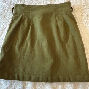 Olive Green Women’s A-Line Wool Blend Skirt see measurements
